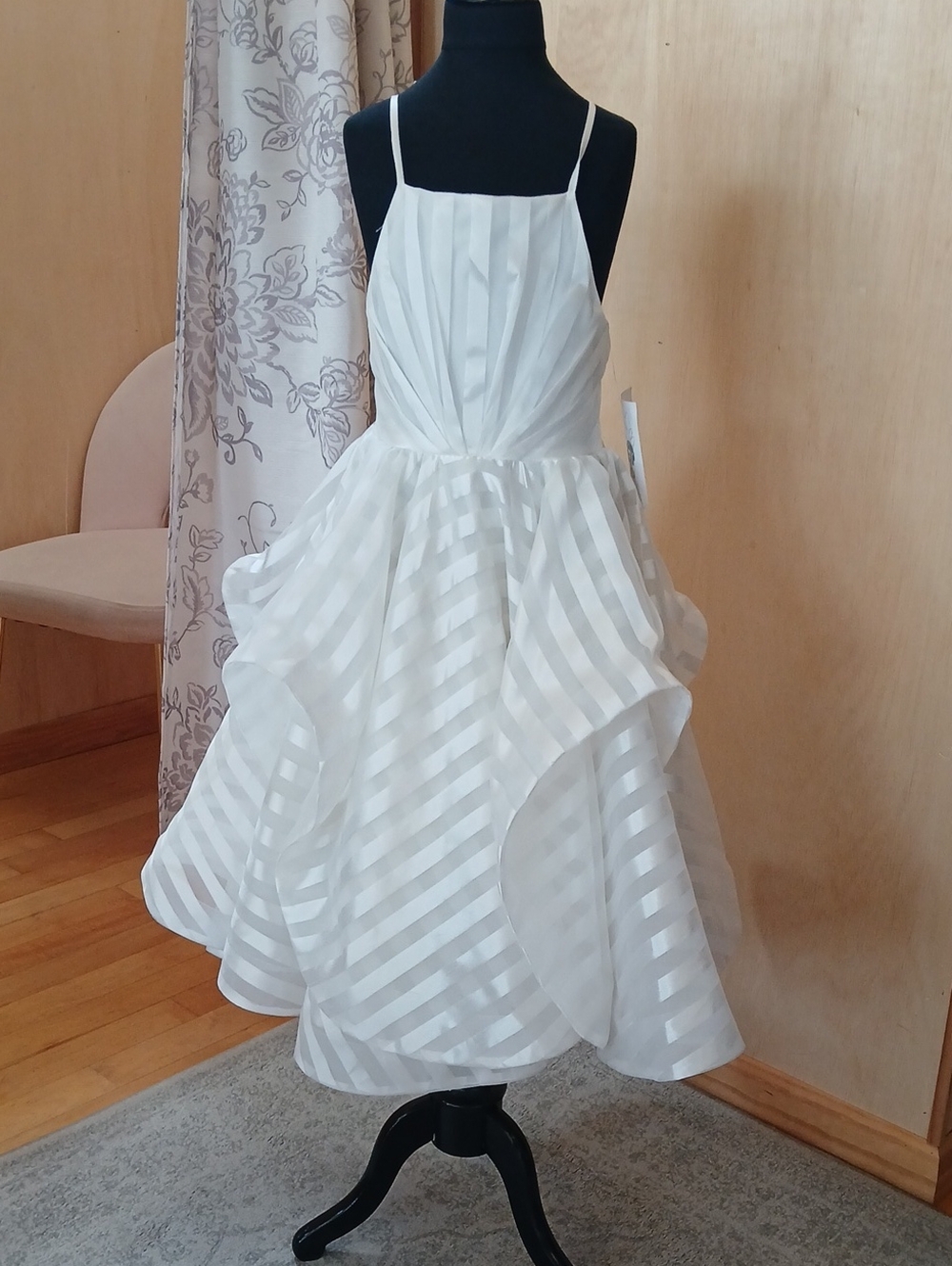 Hayley Paige Stripe Flowergirl Dress